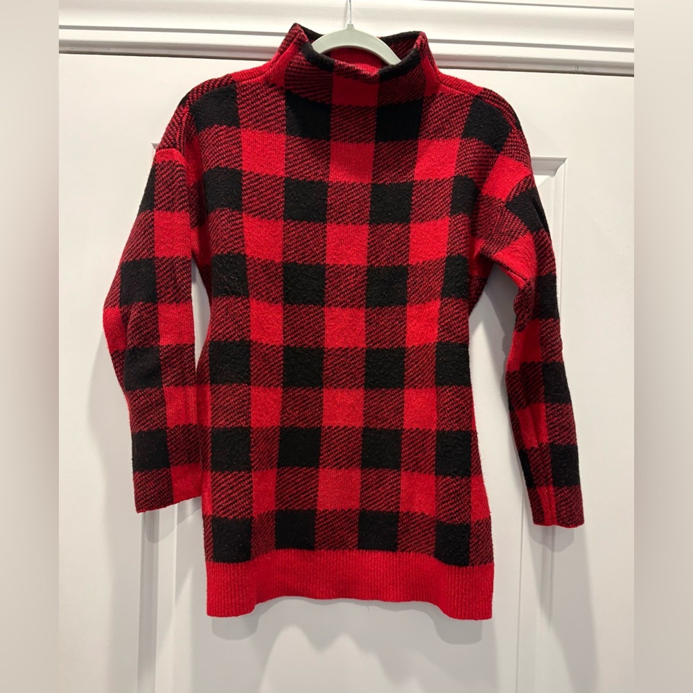 Buffalo Plaid Red and Black Women's Sweater